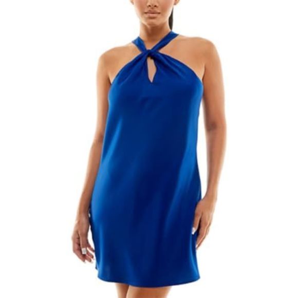 JOLT Blue Halter Dress - Sleeveless Mini Dress - Juniors M - Party Dress - Picture 1 of 2